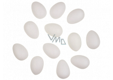 Eier weiß für Dekoration Kunststoff 6 cm, ohne Schnur, 12 Stück in einer Tüte