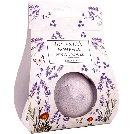 Böhmen Geschenke Botanica Lavendel funkelnde schaumige Kugel in einer Trägerpackung von 100 g