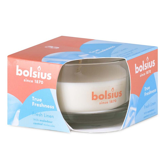 Bolsius True Freshness Frisches Leinen - Duftkerze aus frischem Leinen in Glas 80 x 50 mm