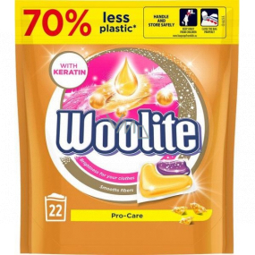 Woolite Pro-Care Keratin-Gelkapseln zum Waschen empfindlicher Wäsche machen die Fasern von 22 Teilen weich und schützen sie