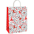 Ditipo Geschenkpapiertüte 22 x 10 x 29 cm ECO Christmas weiß-rot - rotes Rentier, Strümpfe und graue Mistel, Zweige