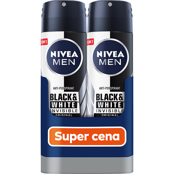 Nivea Men Invisible Black & White Antitranspirant Deodorant Spray 2 x 150 ml, Duopack für Männer