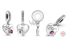 Sterling Silber 925 Herz - Home is where the heart is, Anhänger an einem Armband Familie