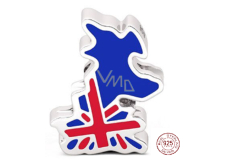 Charm Sterlingsilber 925 England Flagge - Karte, Perle für Reise-Armband