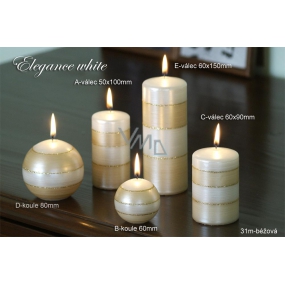 Lima Elegance Weiße Kerze beige Zylinder 50 x 100 mm 1 Stück