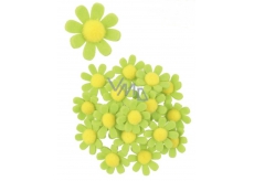 Filzblumen mit grünem Dekorationsaufkleber 3,5 cm in einer Schachtel mit 18 Stück