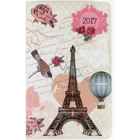 Albi Pocket Tagebuch wöchentlich Eiffelturm mit Rosen 9,5 cm × 15,5 cm × 1,1 cm