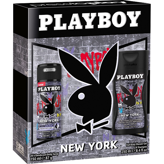 Playboy New York Deodorant Spray für Männer 150 ml + Duschgel 250 ml, Kosmetikset 2016