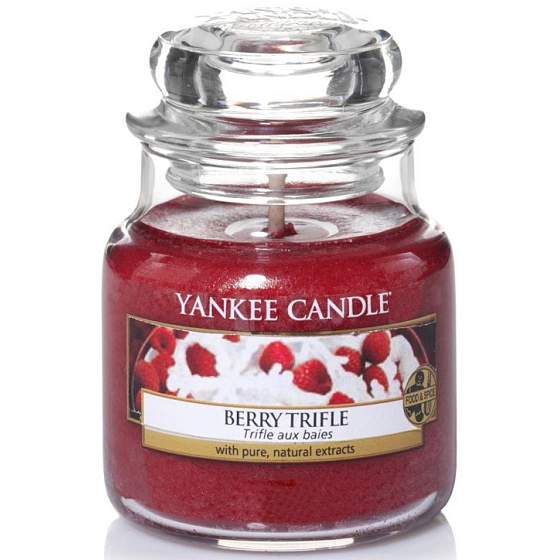 Yankee Candle Berry Trifle - Fruchtdessert mit Vanillecreme Klassische Duftkerze kleines Glas 104 g