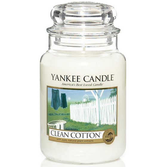 Yankee Candle Clean Cotton - Duftkerze aus reiner Baumwolle Klassisches großes Glas 623 g