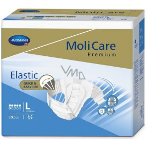 MoliCare Premium Elastic L 110-150 cm 6 Tropfen selbstklebende Windeln für mittlere bis schwere Inkontinenz 30 Stück