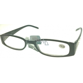 Berkeley Reading Prescription Glasses +4.0 schwarze Plastikseite mit Strasssteinen 1 Stück MC2154
