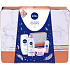 Nivea Wellness Moments Creme Weiches Duschgel 250 ml + beruhigendes Mizellenwasser 200 ml + Black & White Clear Antitranspirant Roll-on 50 ml + Pflegecreme 200 ml + Dosenbox, Kosmetikset