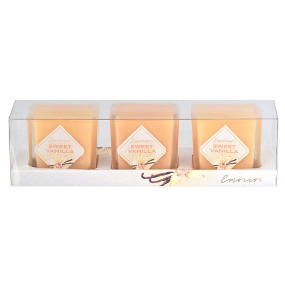 Emocio Sweet Vanilla Duftkerzenglas 51 x 51 x 52 mm 3 Stück