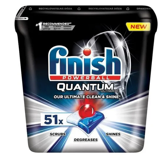 Finish Quantum Ultimate Spülmaschinentabs, schützen Geschirr und Gläser, bieten strahlende Sauberkeit und Glanz, 51 Stück