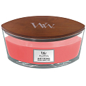 WoodWick Melon & Pink Quartz - Duftkerze mit Wassermelone und rosa Quarz mit breitem Holzdocht und Glasdeckel 453 g