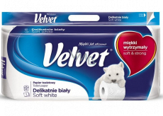 Velvet White Soft Soft White Toilettenpapier 162 Schnipsel 3lagig 8 Stück