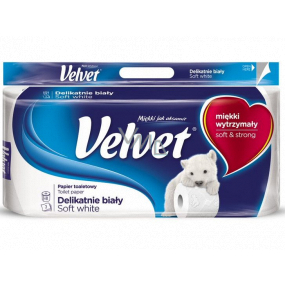 Velvet White Soft Soft White Toilettenpapier 162 Schnipsel 3lagig 8 Stück