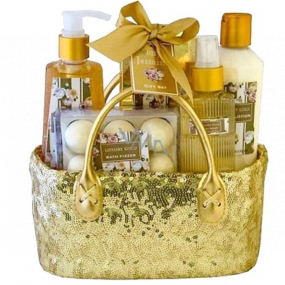 Salsa Collection Luxury Gold Duschgel 200 ml + Körperlotion 270 ml + Körperspray 120 ml + prickelnder Badeball 6 x 15 g + Badesalz 200 g + Goldbeutel, Kosmetikset Salsa Collection Luxury Gold Duschgel 200 ml + Körperlotion 270 ml + Körperspray 120 ml + prickelnder Badeball 6 x 15 g + Badesalz 200 g + Goldbeutel, Kosmetikset