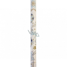 Ditipo Silent Winter Geschenkpapier 70 x 200 cm Weiß mit goldenen, blauen und lila Sternen