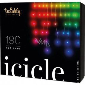 Twinkly Icicle Multi Color intelligente Lichter 190 Stück über App gesteuert farbig 5 m