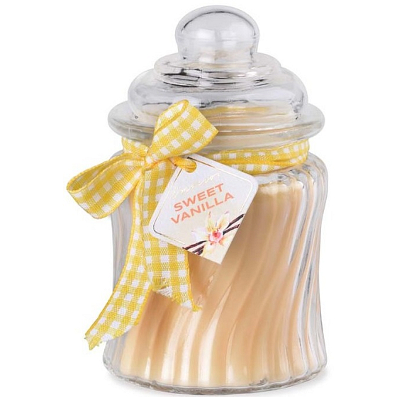 Emocio Sweet Vanilla - Süße Vanille-Duftkerze Glas mit Glasdeckel 76 x 125 mm 485 g