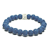 Lava dunkelblau mit königlichem Mantra Om, Armband elastischer Naturstein, Kugel 8 mm / 16-17 cm, geboren aus den vier Elementen