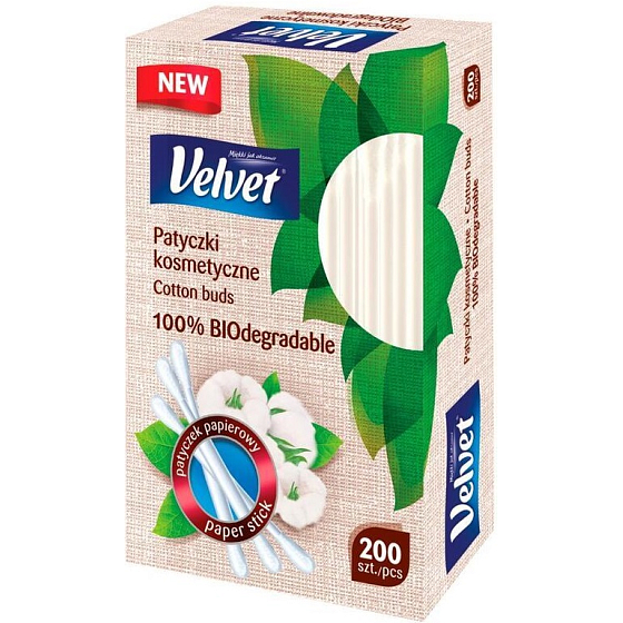 Samtige Wattestäbchen in Papierbox 200 Stück
