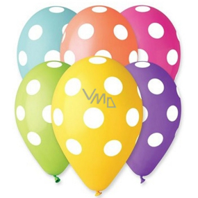 Ballons bedruckt mit Tupfen 30 cm 5 Stück Mix Farben