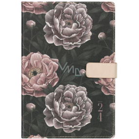 Albi Magnetisches Tagebuch 2024 Dunkle Blumen 14,5 x 21 x 2 cm