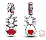 Sterling Silber 925 Red Nose Reindeer - Lass dein Licht leuchten, Weihnachts-Armband-Anhänger