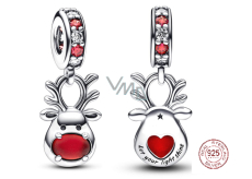 Sterling Silber 925 Red Nose Reindeer - Lass dein Licht leuchten, Weihnachts-Armband-Anhänger