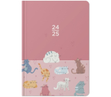 Albi Wochenkalender 18 Monate 2024 - 2025 Rosa, Katzen 12,5 cm x 17 cm x 1,3 cm
