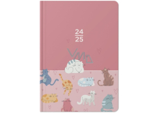 Albi Wochenkalender 18 Monate 2024 - 2025 Rosa, Katzen 12,5 cm x 17 cm x 1,3 cm