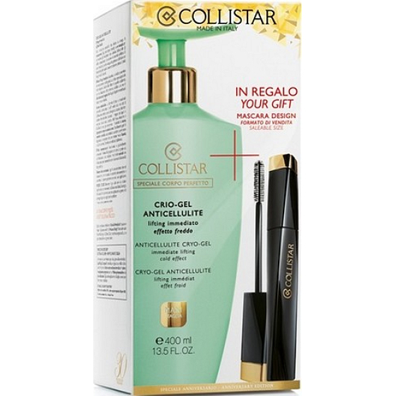 Collistar Crio-Gel Anticellulite Anti-Cellulite-Kühlgel 400 ml + Design Mascara schwarz 11 ml, Kosmetikset