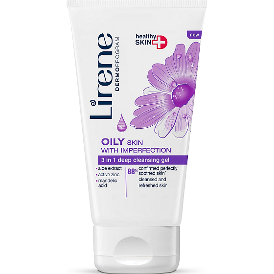 Lirene fettige Haut mit Unvollkommenheit 3 in 1 Tiefenreinigungsgel für fettige Haut 150 ml