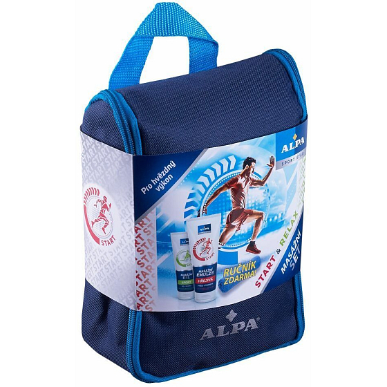 Alpa Sport Star Relax Massagemulsion warm 210 ml + Sportgel 210 ml + Handtuch + Etui, Kosmetikset