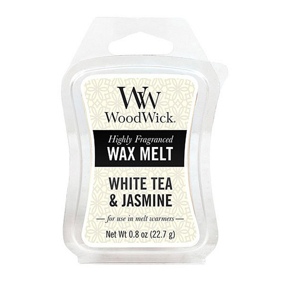 WoodWick White Tea & Jasmine - Weißer Tee und Jasmin duftendes Wachs für Aromalampen 22,7 g