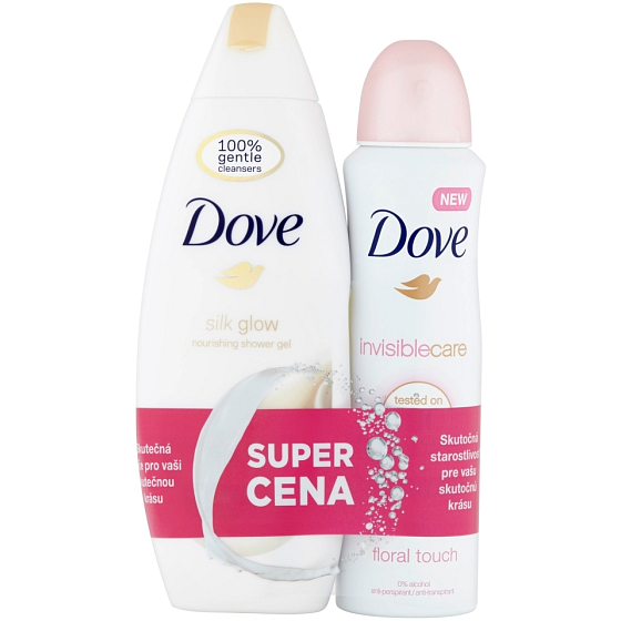 Dove Silk Glow Duschgel 250 ml + Invisible Care Floral Touch Antitranspirant Deodorant Spray für Frauen 150 ml, Duopack