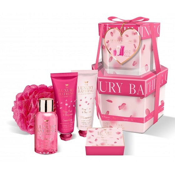 Grace Cole Perfect Petals Reinigungsgel 50 ml + Handcreme 50 ml + Körpercreme 50 ml + Toilettenseife 100 g + Nylon-Reinigungstuch, Kosmetikset