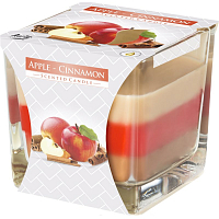 Bispol Apfel & Zimt - Dreifarbiges Kerzenglas mit Apfel- und Zimtduft, Brenndauer 32 Stunden 170 g