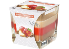 Bispol Apfel & Zimt - Dreifarbiges Kerzenglas mit Apfel- und Zimtduft, Brenndauer 32 Stunden 170 g