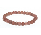 Quarz rosa / Erdbeere Armband elastisch Naturstein, Kugel 6 mm / 16-17 cm, die perfekte Heiler