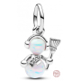 Charme Sterling Silber 925 Opalescent Schneemann, Armband Anhänger Winter