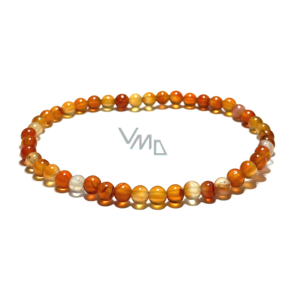 Oranger Achat elastisches Armband Naturstein, Kugel 4 mm / 19 cm, Stabilität, Energie, Selbstvertrauen