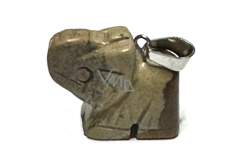 Jaspis braun Elefantenanhänger Naturstein, handgeschliffene Figur 1,8 x 2,5 x 8 mm, Stein der positiven Energie