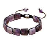Ametyst náramek pletený přírodní kámen, rozměr 10 x 10 x 5 mm / 18,5 cm, posuvné zapínání, kámen králů a biskupů