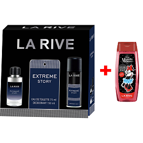 LA RIVE EXTREME STORY Eau de Toilette 75 ml + Deodorant Spray 150 ml, Geschenkset für Männer + La Rive 2in1 Minie Duschgel 250 ml ZUSÄTZLICH