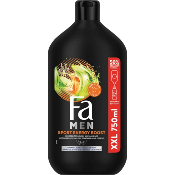 Fa Sport Energy Boost 3v1 Duschgel für Männer 750 ml