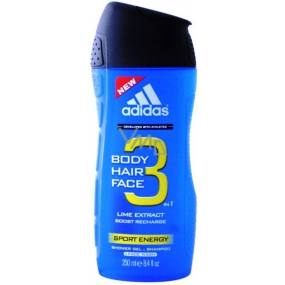 Adidas Sport Energy 3 in 1 Duschgel für Körper, Haare und Gesicht für Männer 250 ml